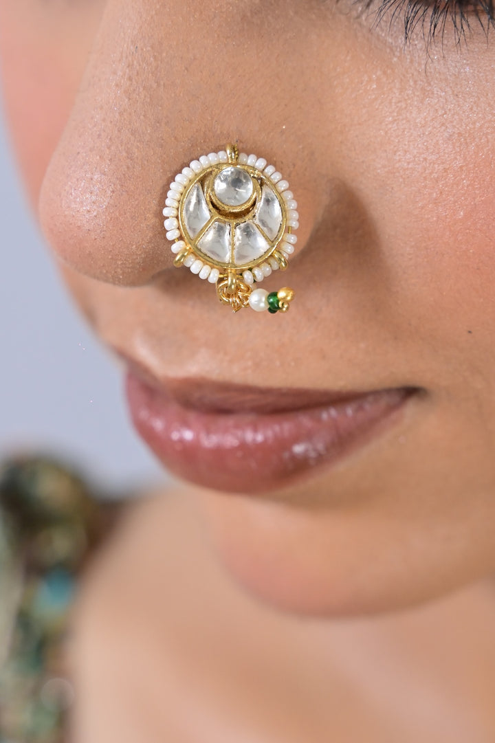 Shristhi Kundan Pearl Drop Nosering