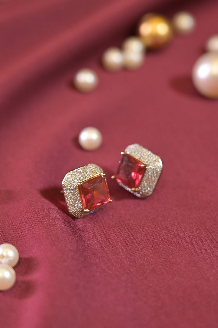 Wide Square Short Studs Earrings