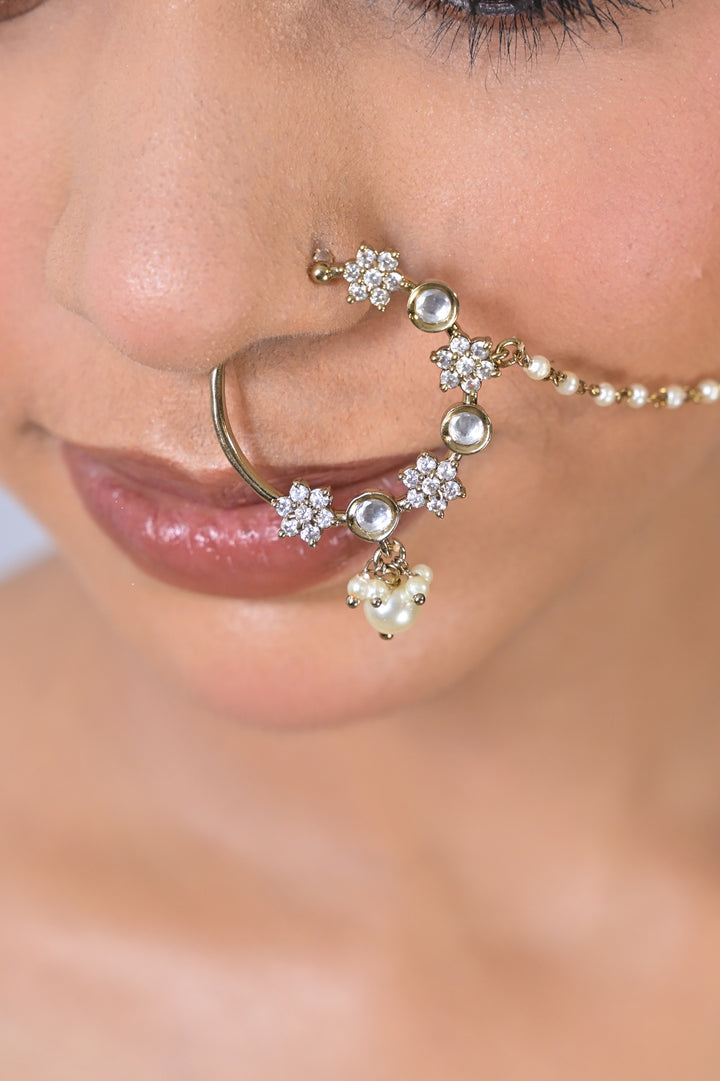 Chandrakala Kundan Pearl Nosering