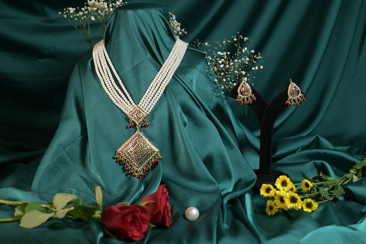 Indira Jadau Pendant Pearl Long Necklace