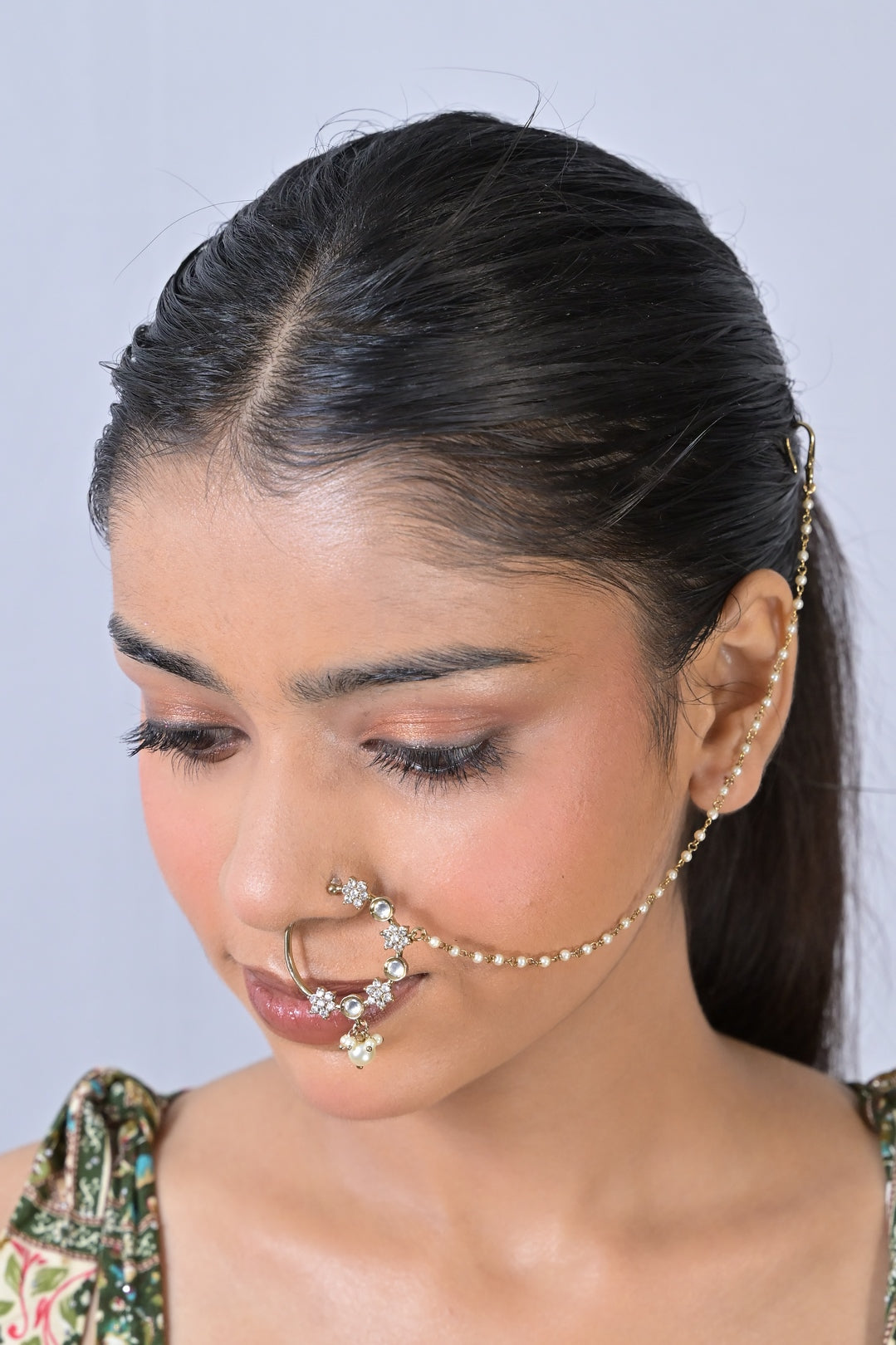 Chandrakala Kundan Pearl Nosering