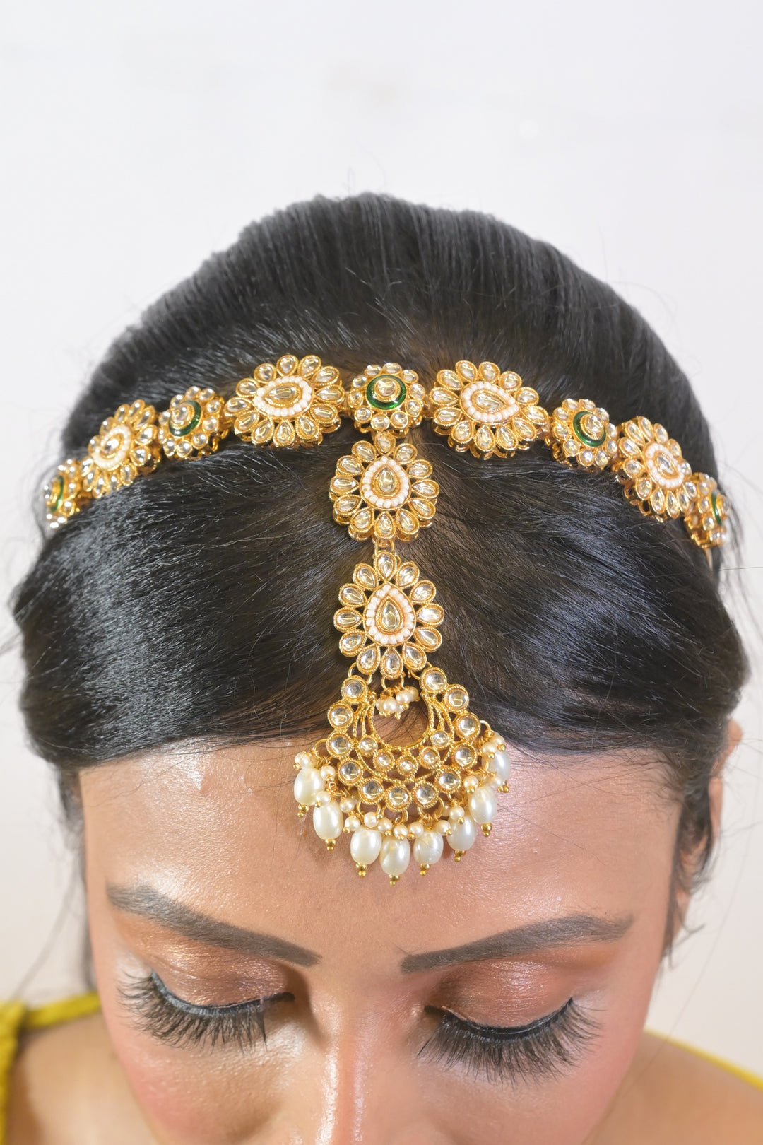 Koyal Flower Kundan Headband With Maangtikka