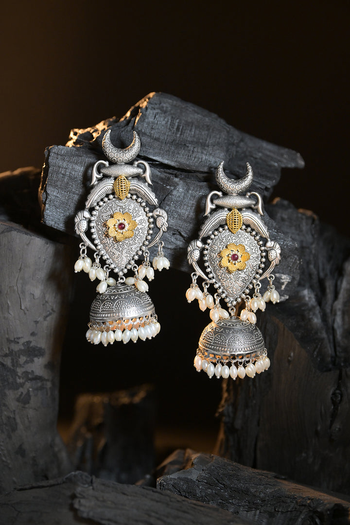 Nandan Silver Jhumka Earrings