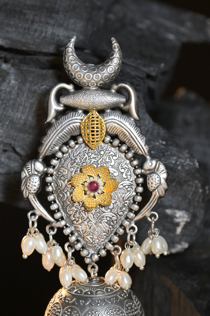 Nandan Silver Jhumka Earrings