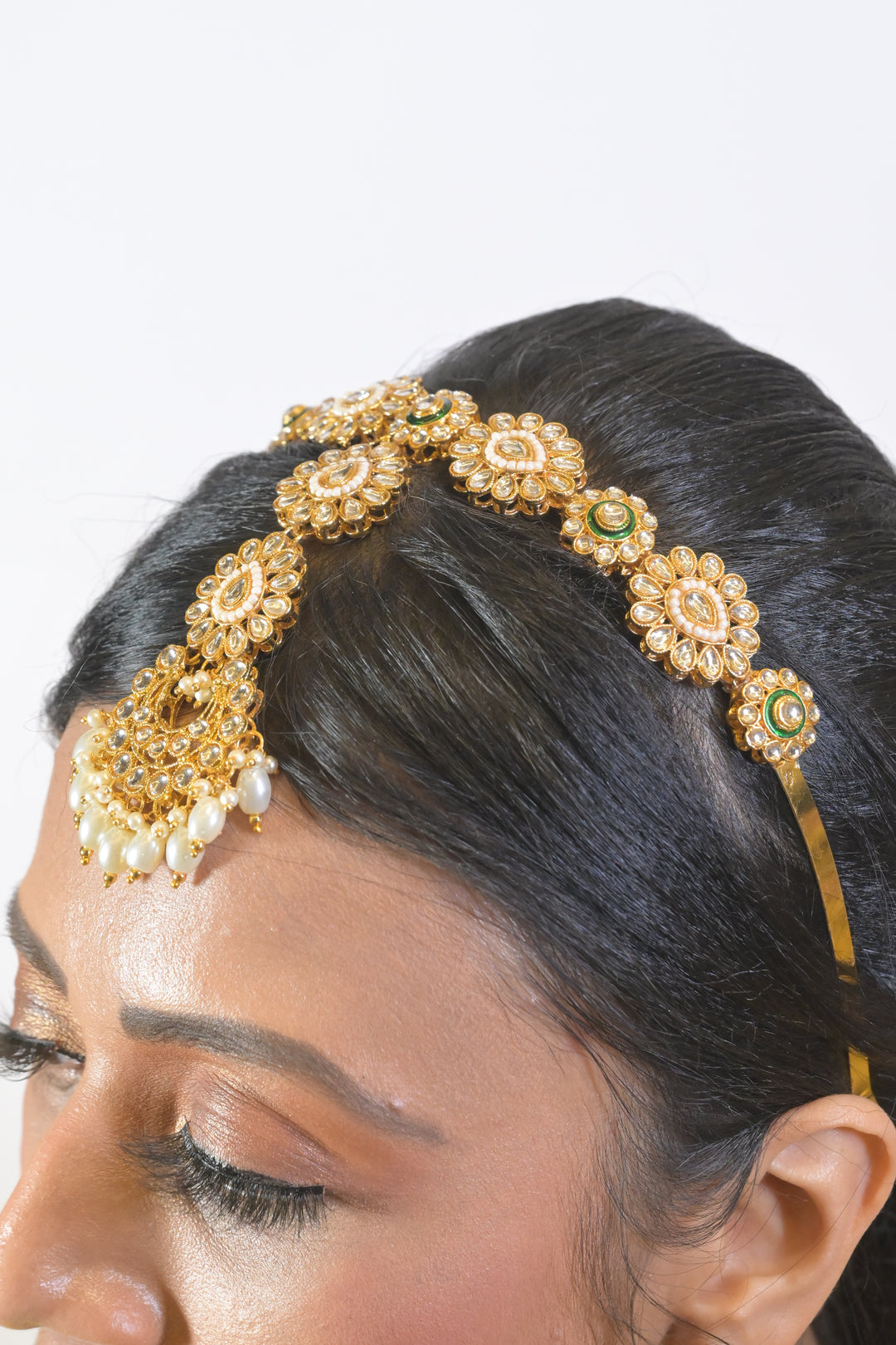 Koyal Flower Kundan Headband With Maangtikka