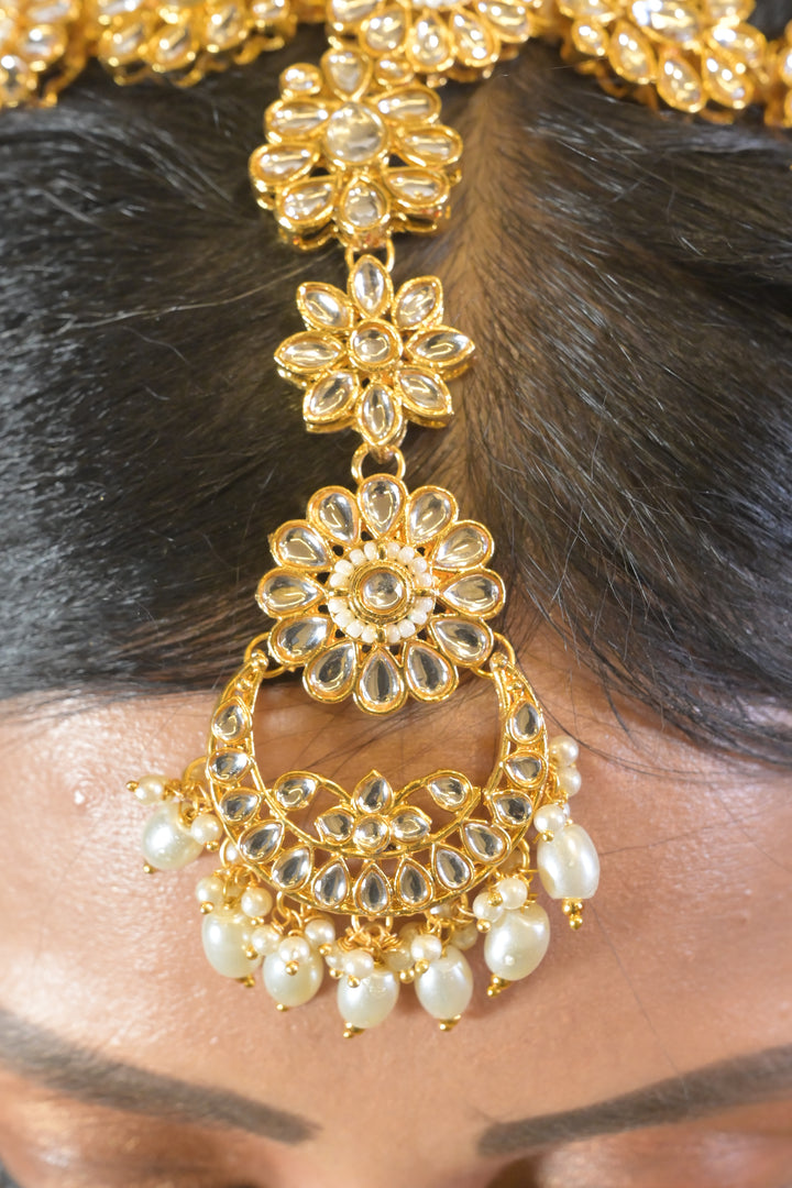Payal Kundan Headband With Maangtikka
