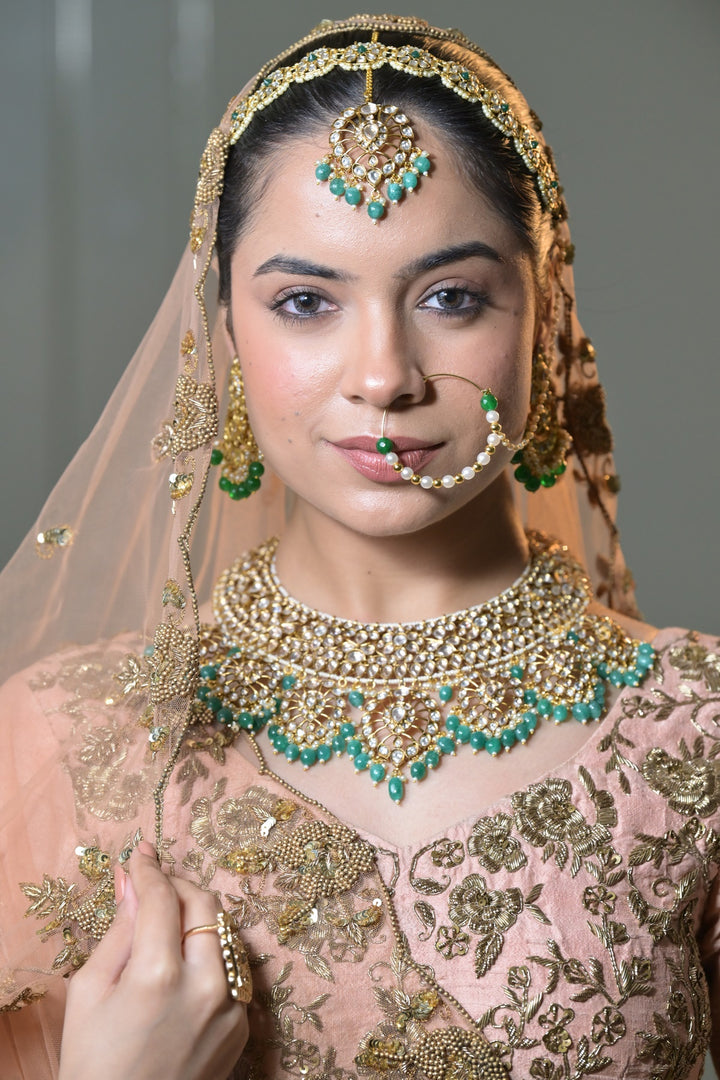 Rani Kanari Mint Green Kundan Bridal Necklace