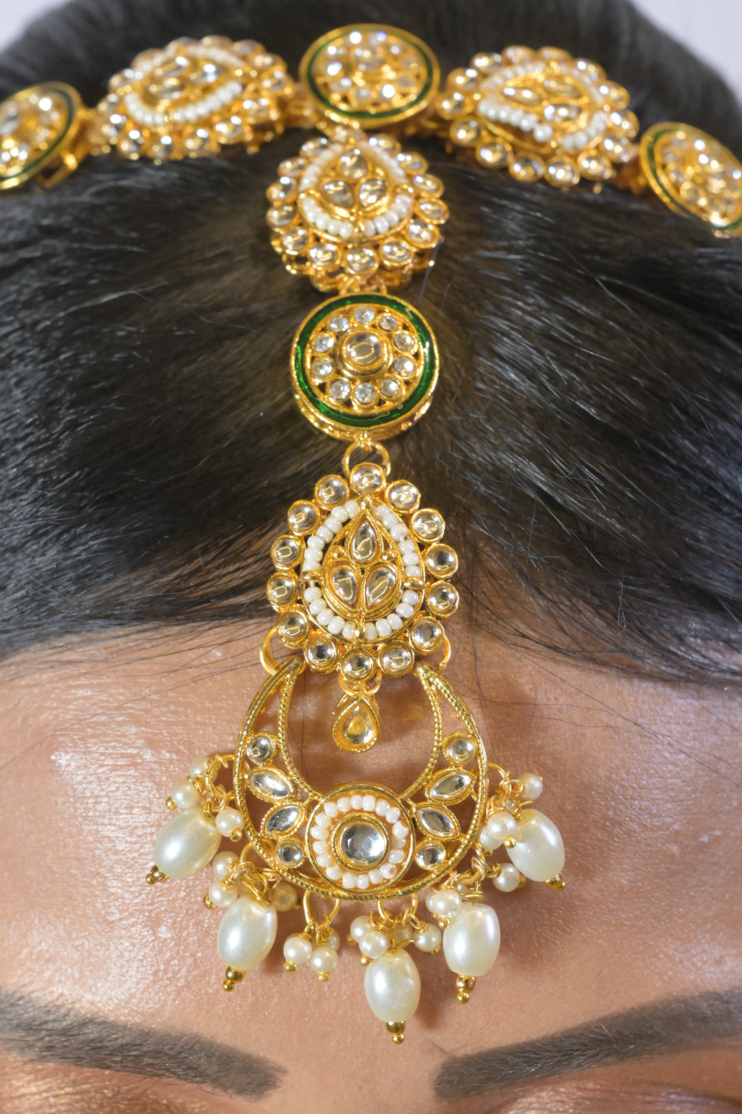 Vasudha Kundan Headband With Maangtika