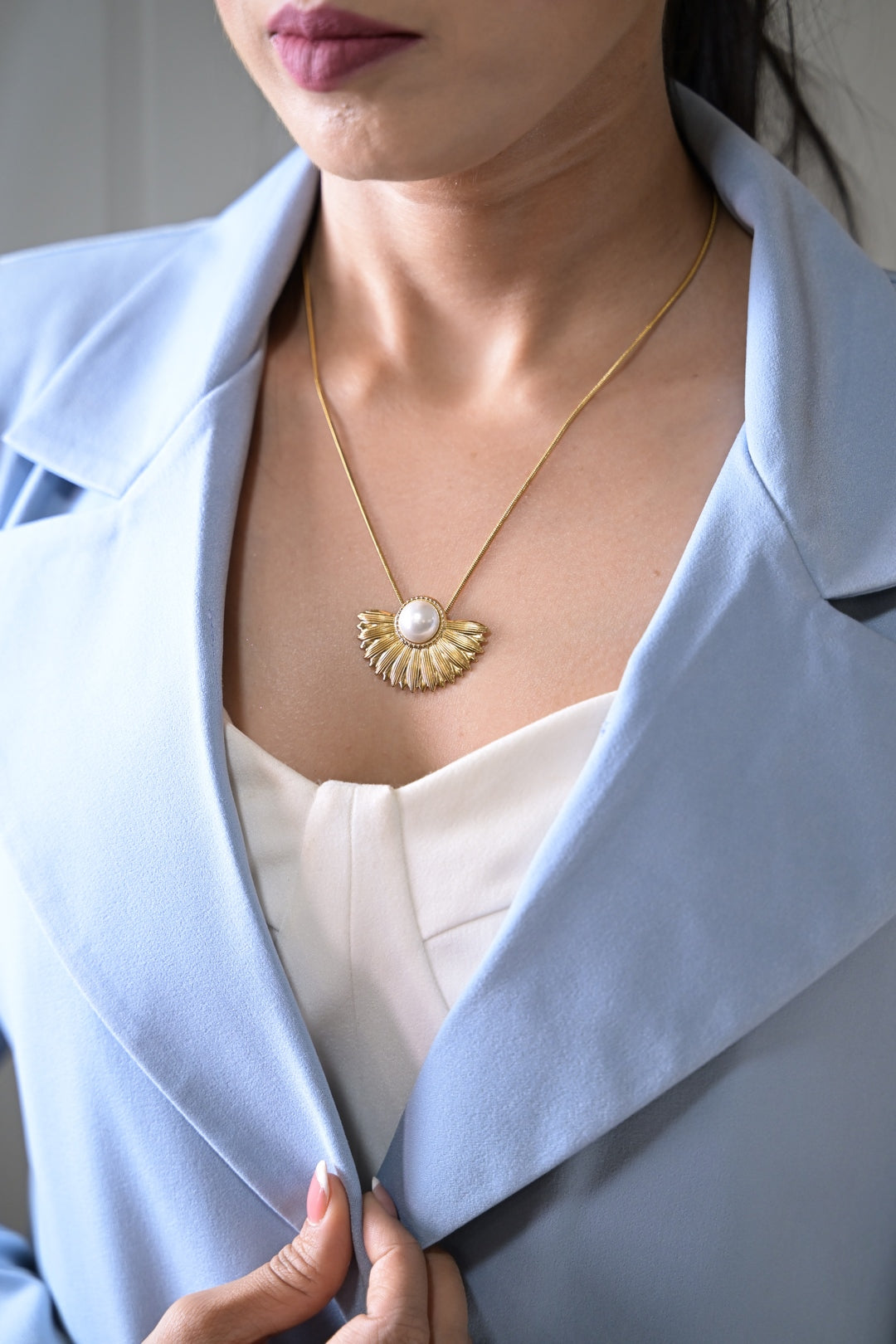 Surya Pearl Golden Chain Necklace