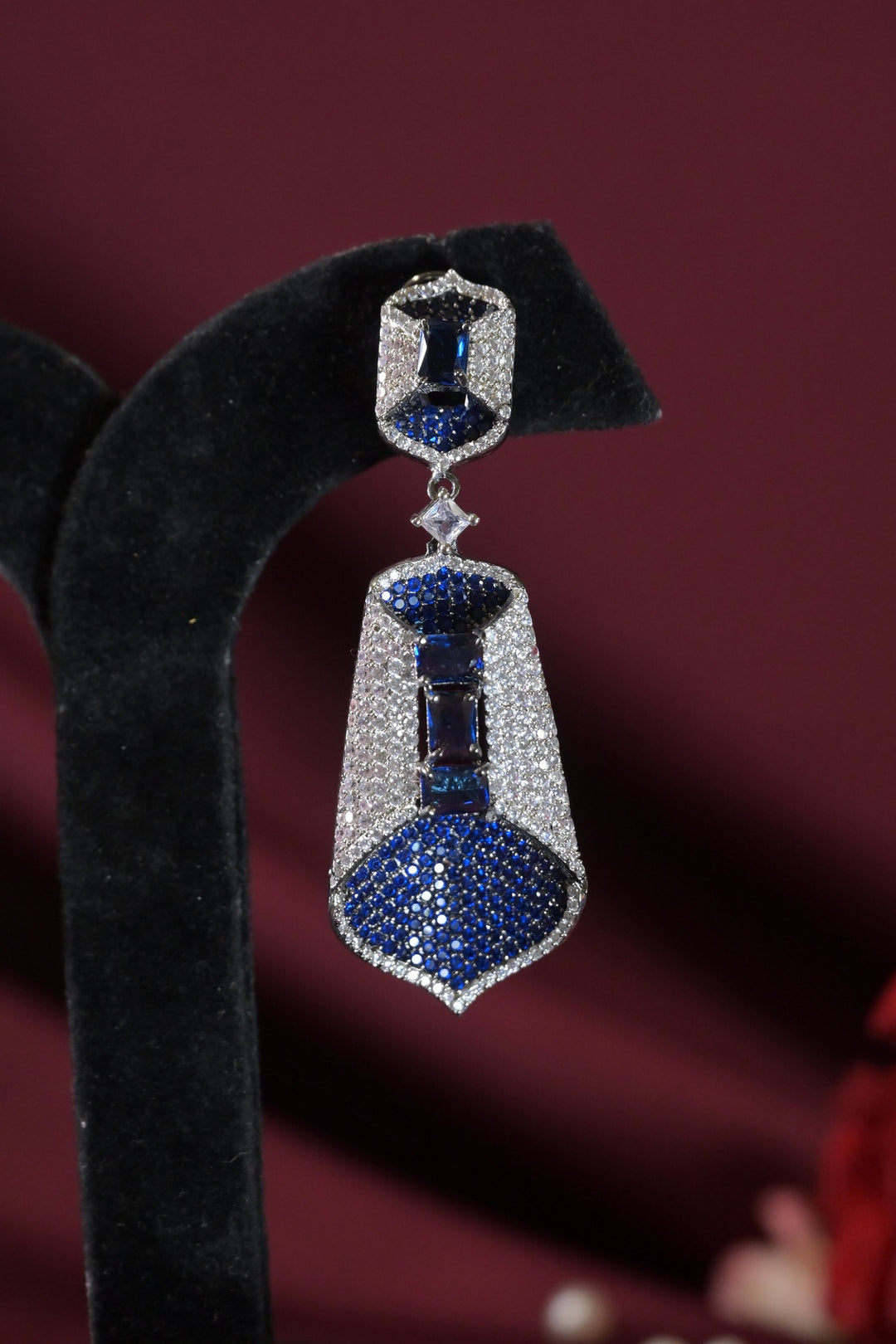 Ruby Oxidised Leaf Earrings