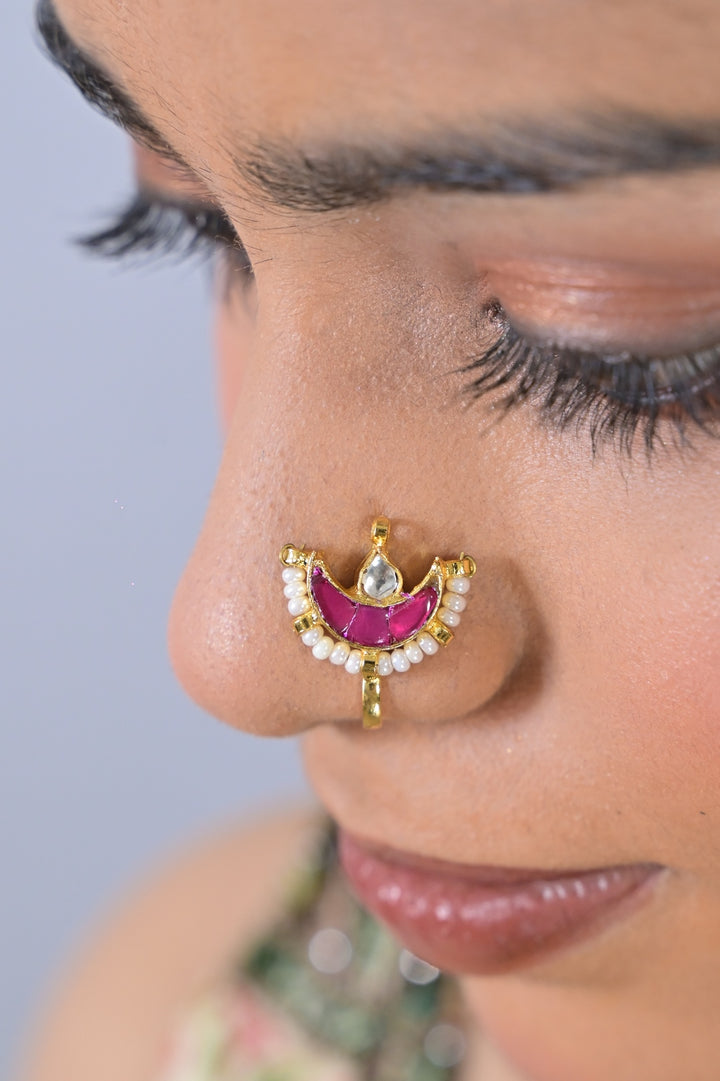 Chandani Kundan Pearl Drop Nosering
