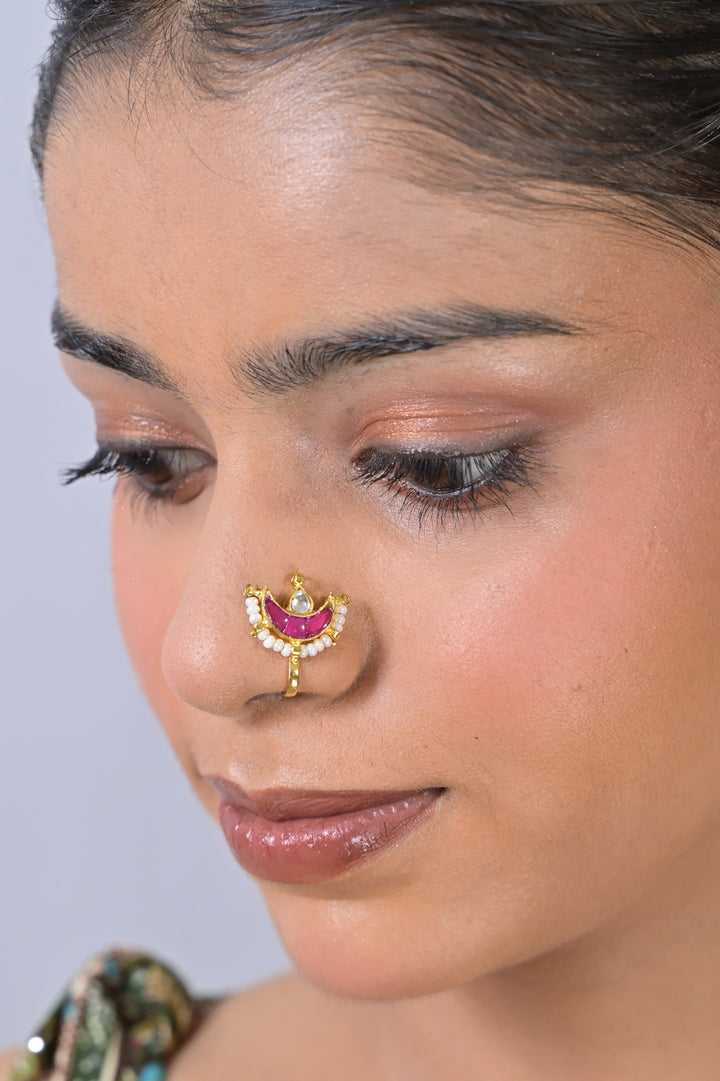 Chandani Kundan Pearl Drop Nosering
