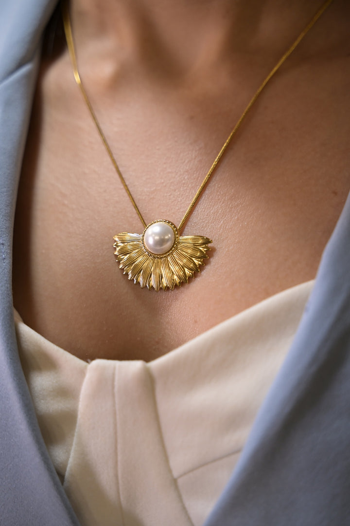 Surya Pearl Golden Chain Necklace