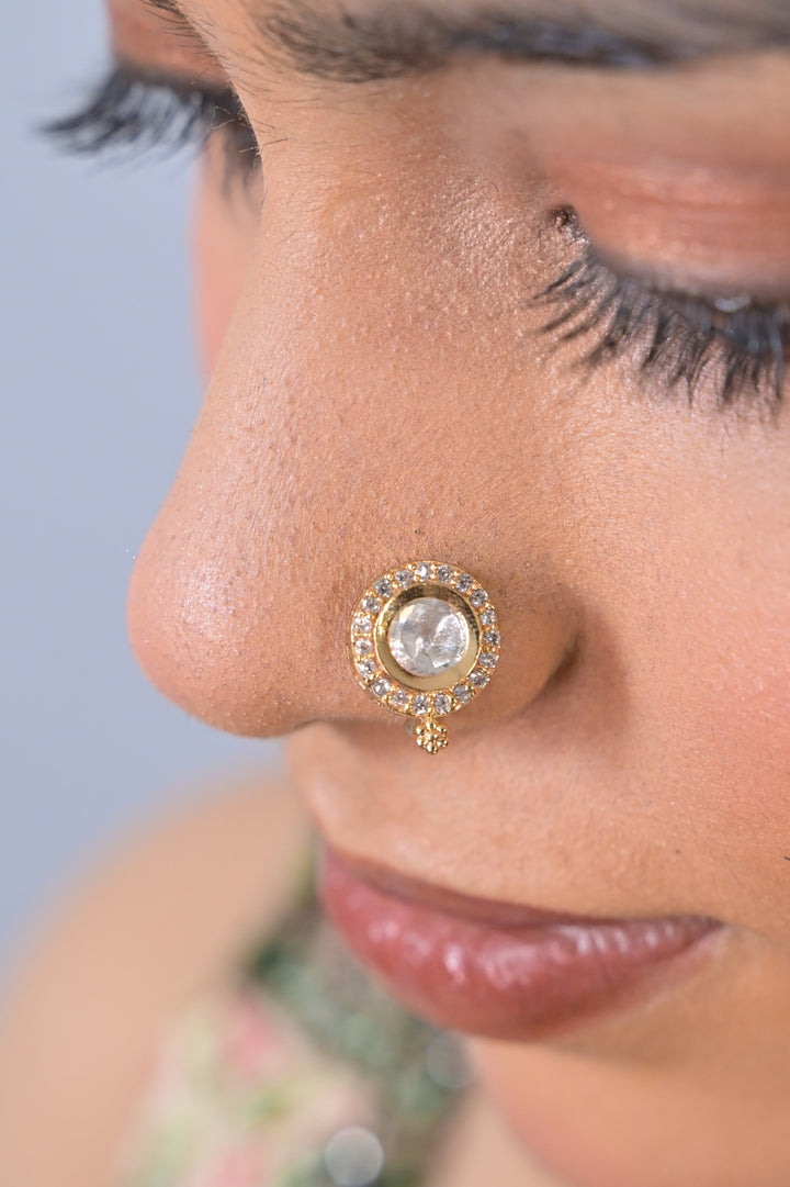Meghmalhar Polki Diamond Drop Nosering