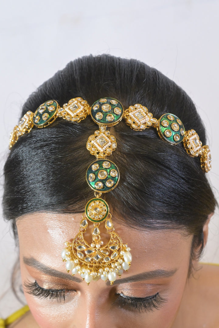 Palki Kundan Headband With Maangtikka
