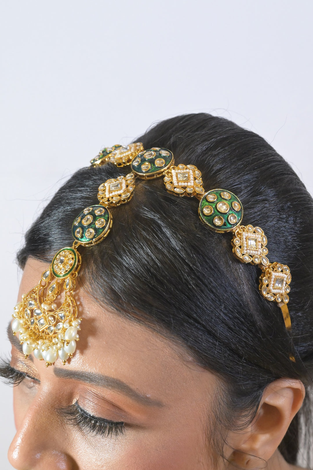 Palki Kundan Headband With Maangtikka