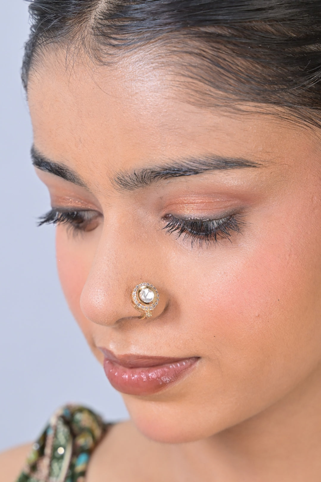 Meghmalhar Polki Diamond Drop Nosering