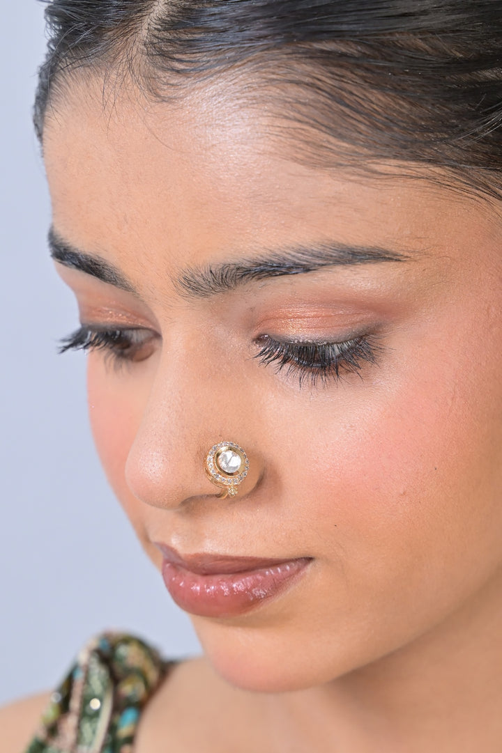 Meghmalhar Polki Diamond Drop Nosering
