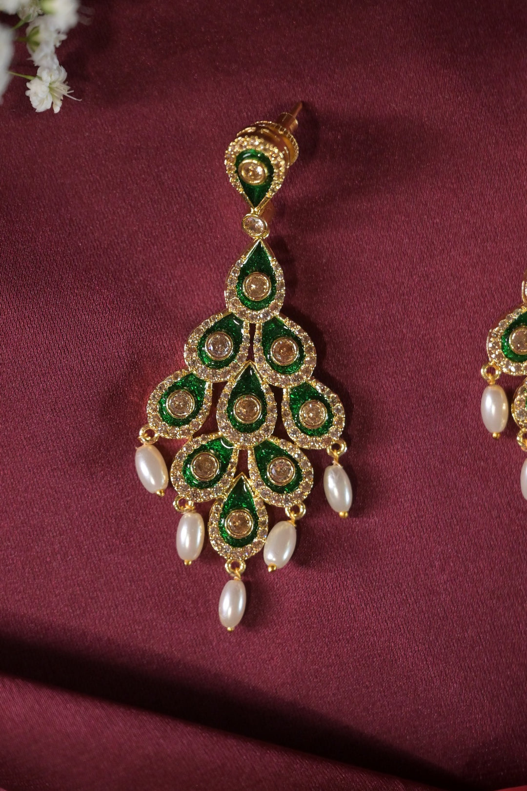 Menka Peacock Dainty Feather Earrings