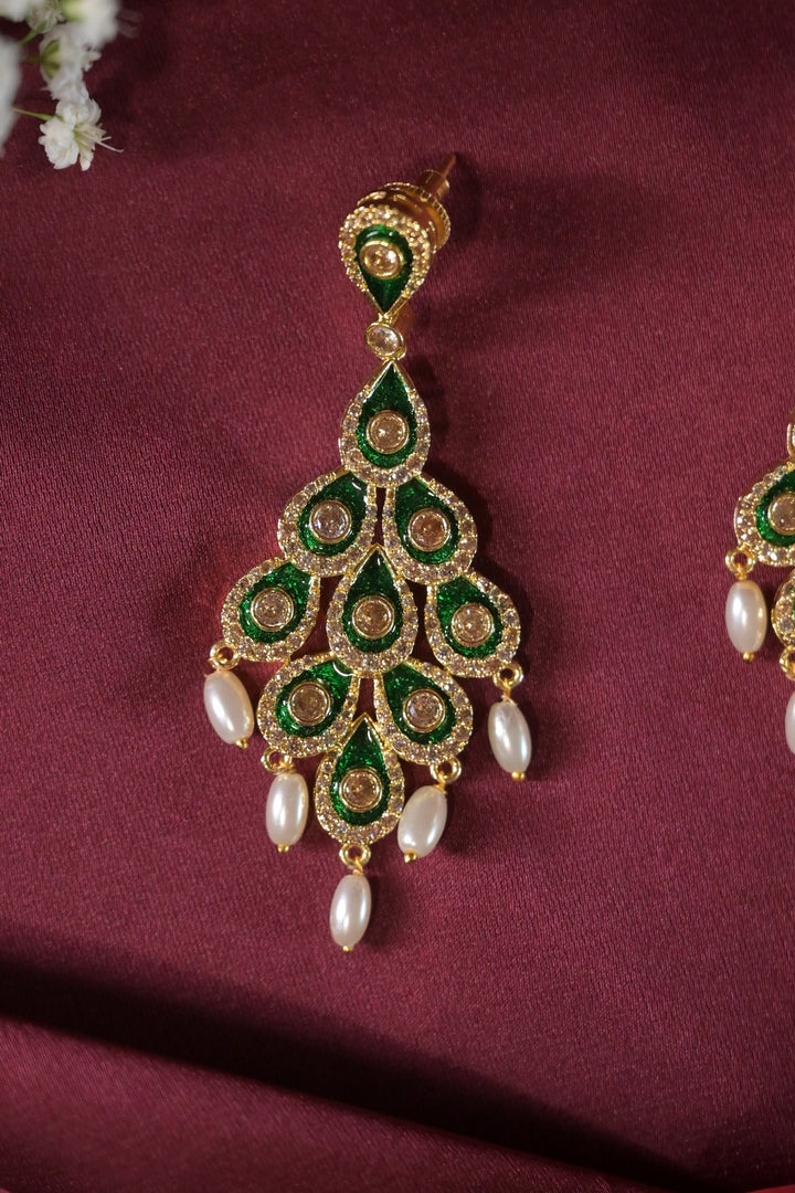 Menka Peacock Dainty Feather Earrings