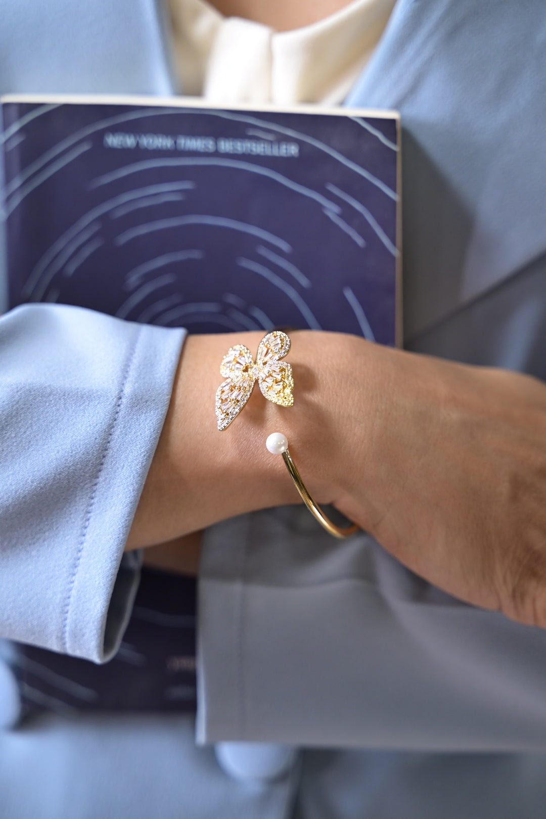 Sein Butterfly Pearl Golden Openable Bracelet