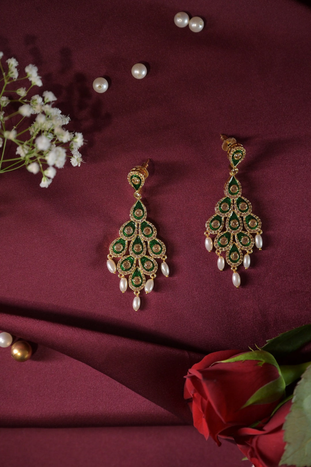 Menka Peacock Dainty Feather Earrings