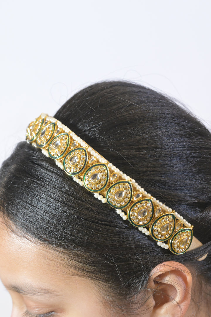 Paisley Green Kundan Pearl Headband