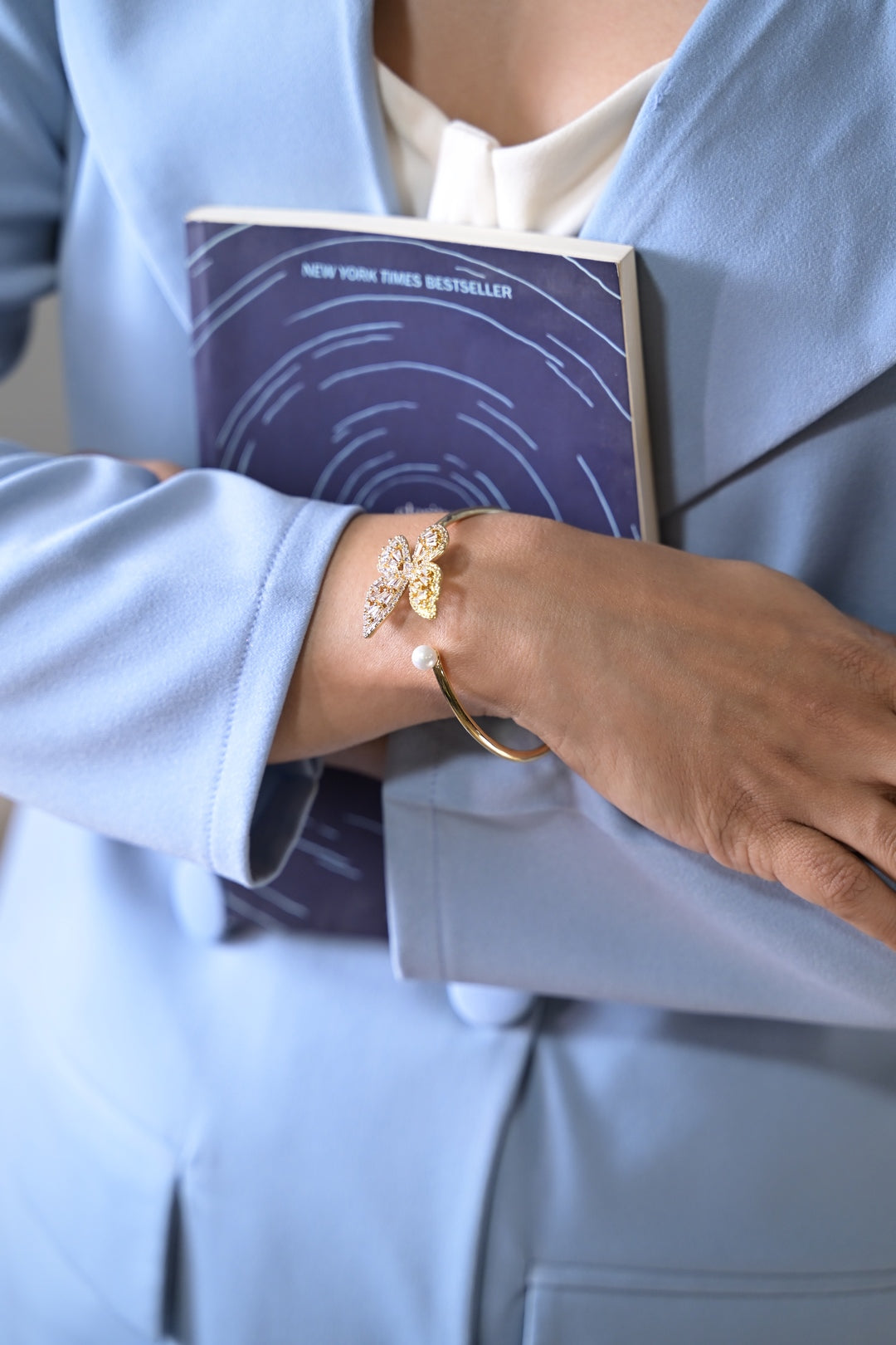 Sein Butterfly Pearl Golden Openable Bracelet