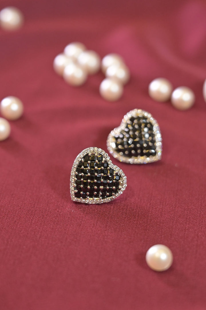 Shiny Heart Huggie Studs Earrings