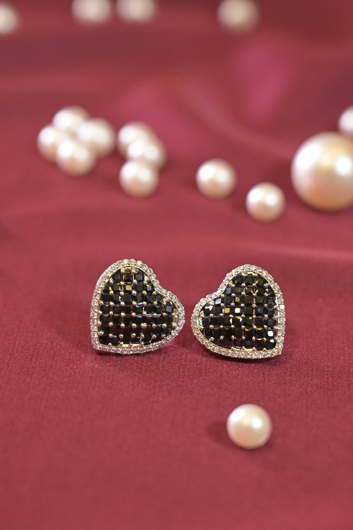 Shiny Heart Huggie Studs Earrings