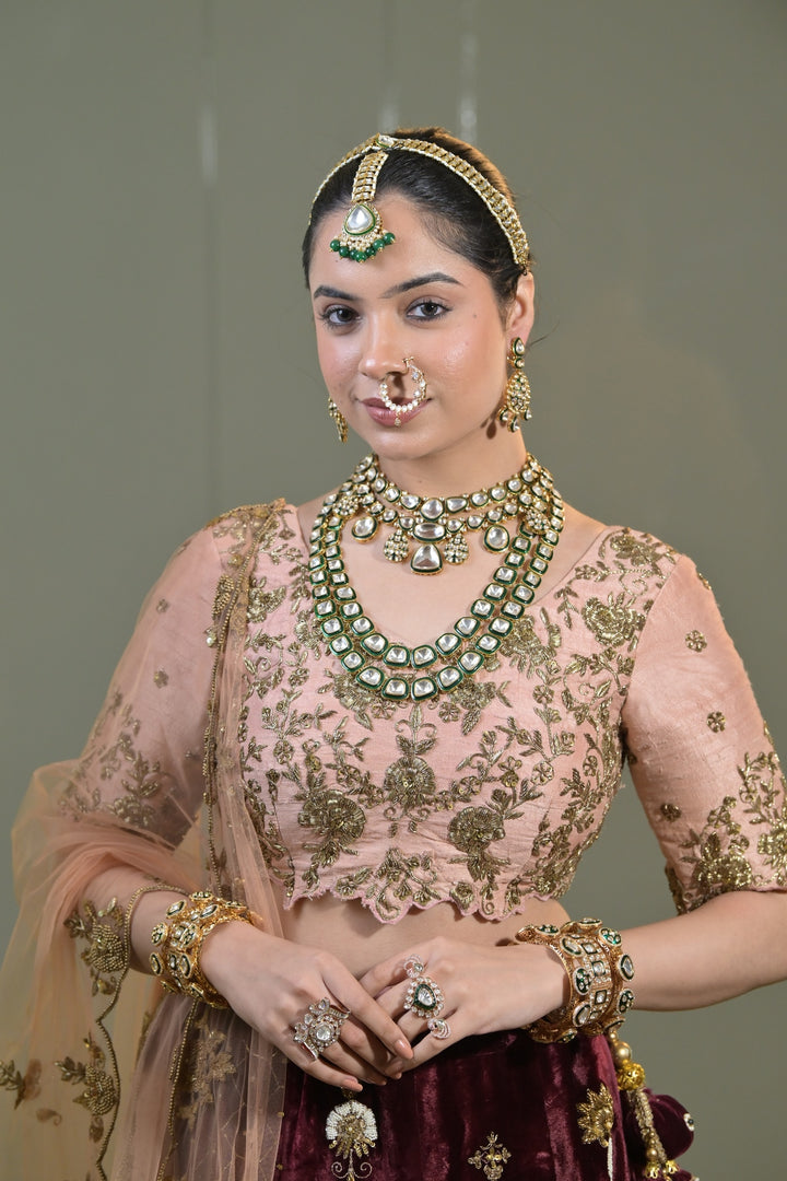 Royal Emerald Premium Layered Wedding Long Necklace