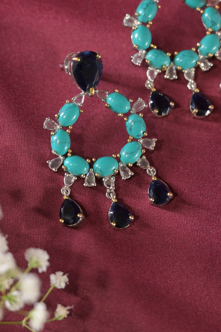 Kamath Blue Sapphire Chandbali Earrings