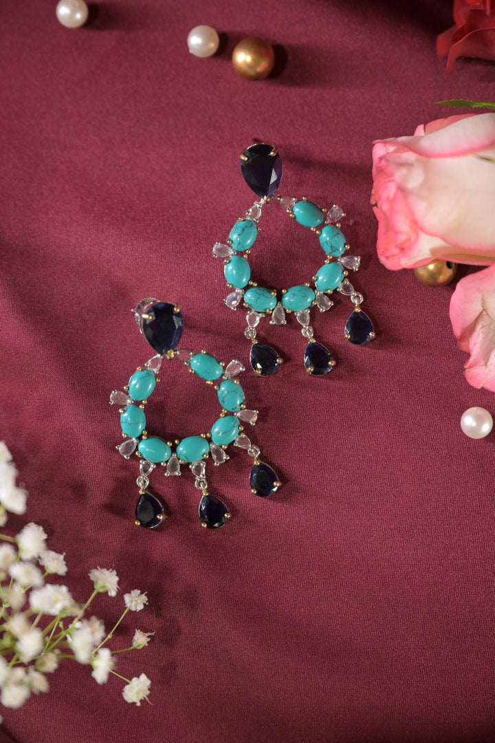 Kamath Blue Sapphire Chandbali Earrings