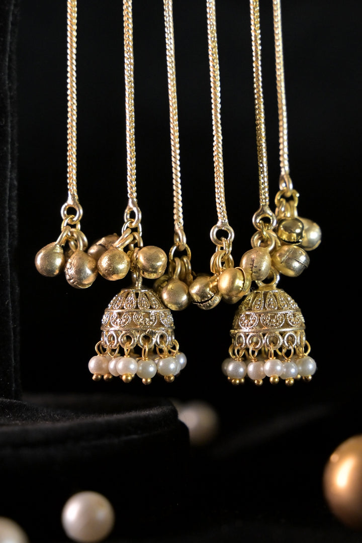 Priye Golden Long Tassel Boho Jhumka Earrings