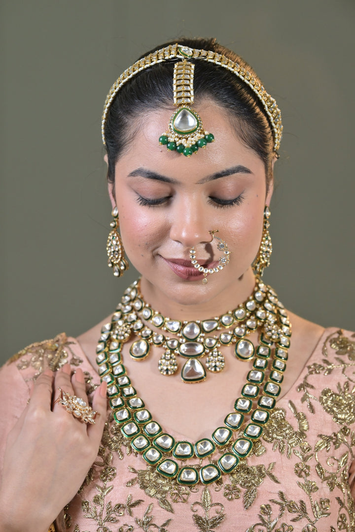 Royal Emerald Premium Layered Wedding Long Necklace