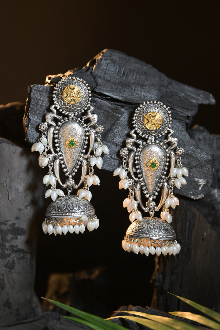 Keshava Silver Jhumka Earrings