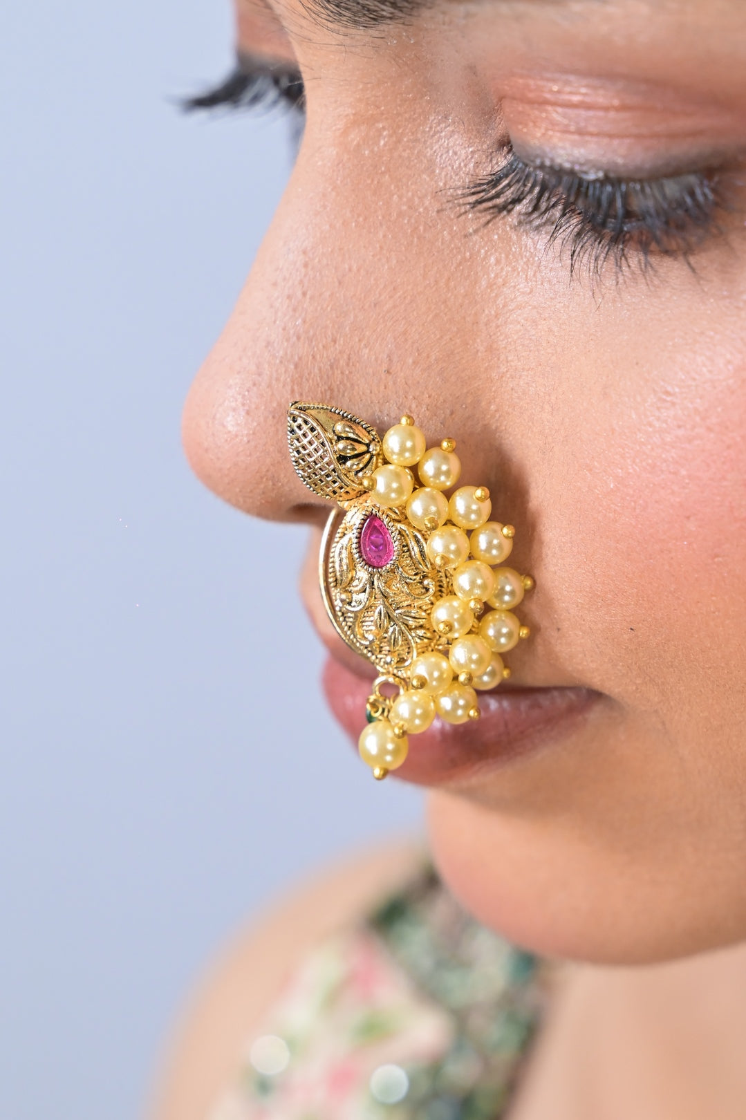 Devyani Maharashtrian Ruby Pearl Nosering