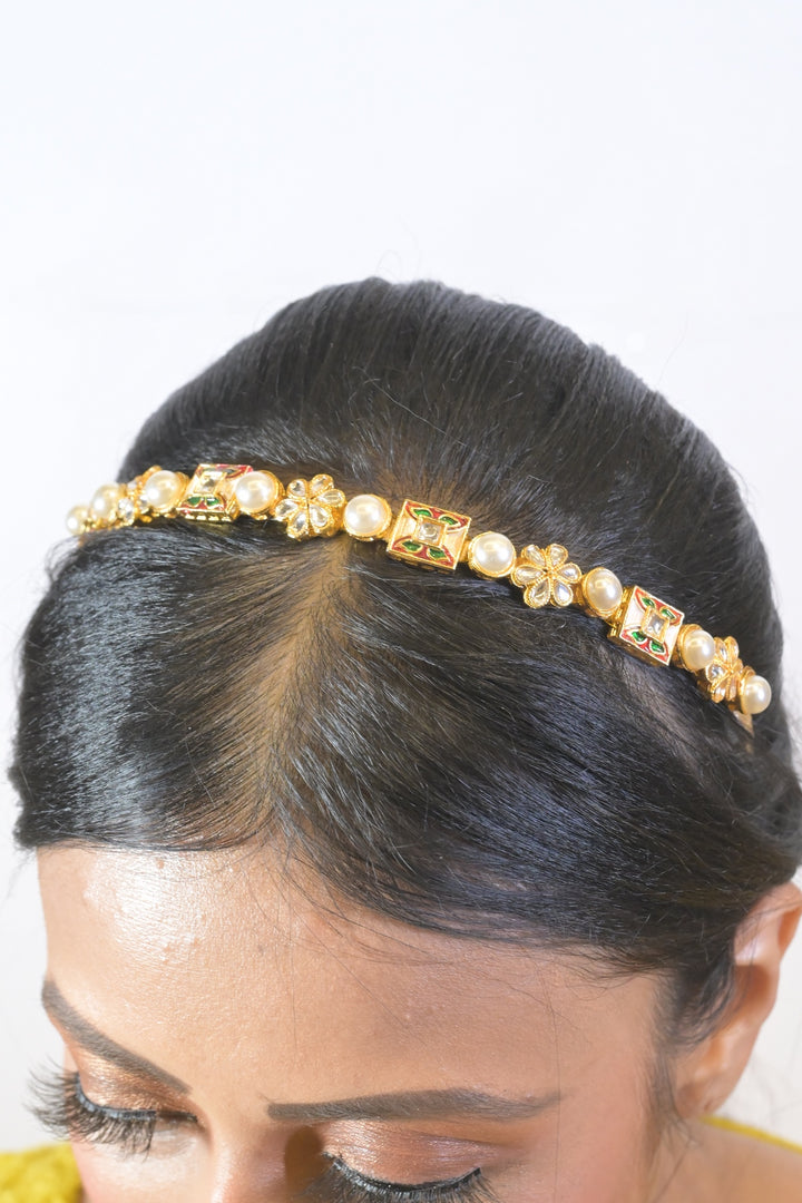 Mehndi Polki Golden Headband