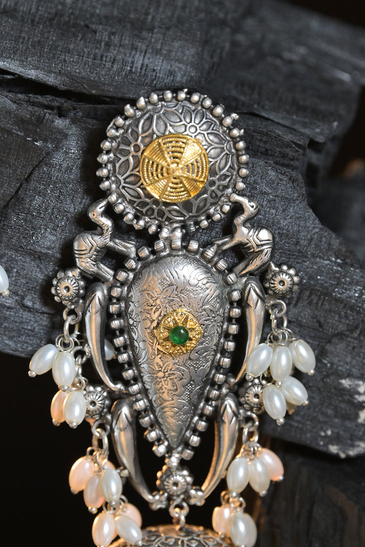 Keshava Silver Jhumka Earrings