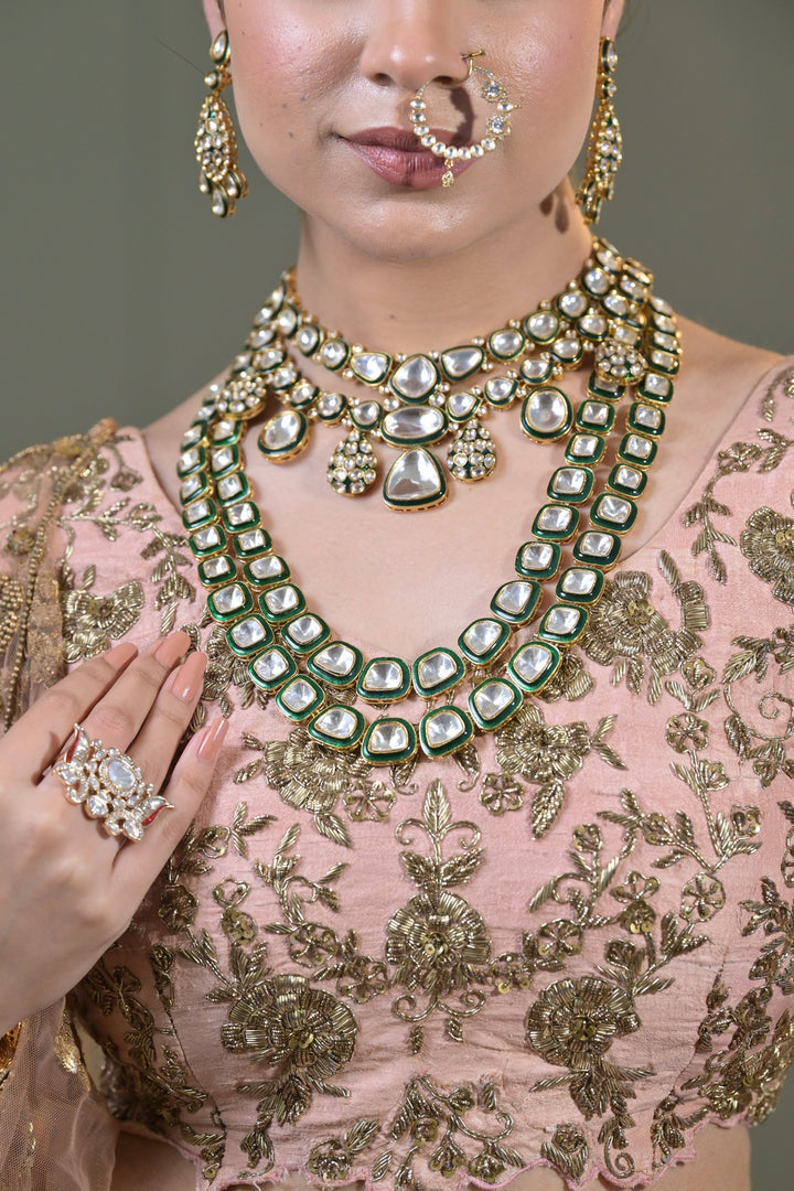 Sudhadevi Premium Layered Polki Bridal Necklace