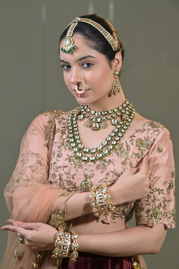 Royal Emerald Premium Layered Wedding Long Necklace