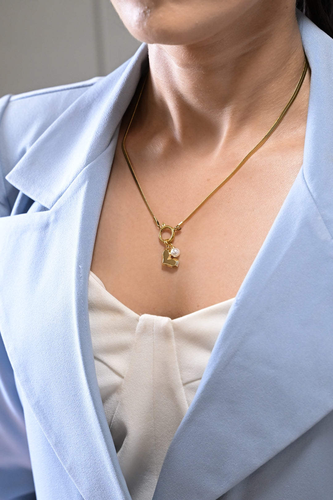 Heart drop Golden Link Chain Necklace