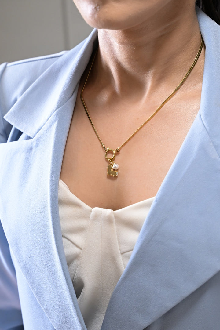 Heart drop Golden Link Chain Necklace
