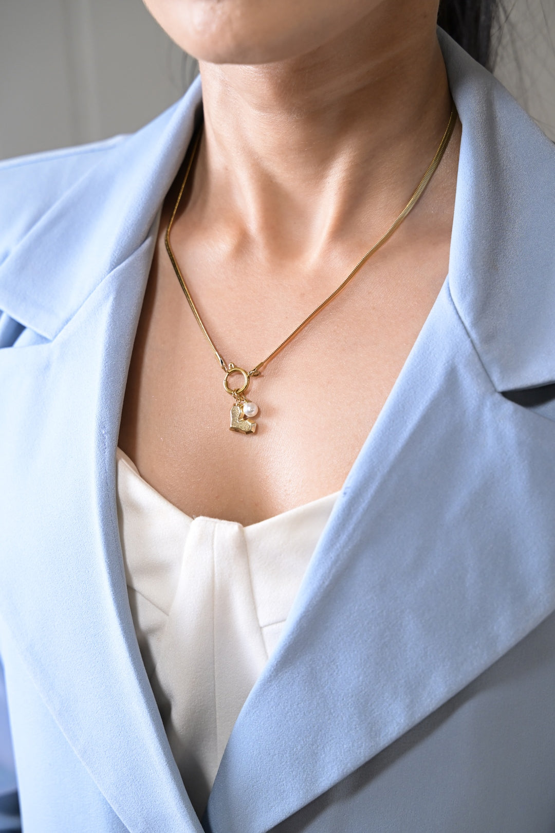 Heart drop Golden Link Chain Necklace