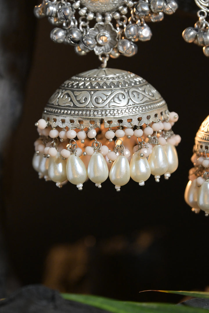 Keshava Silver Jhumka Earrings