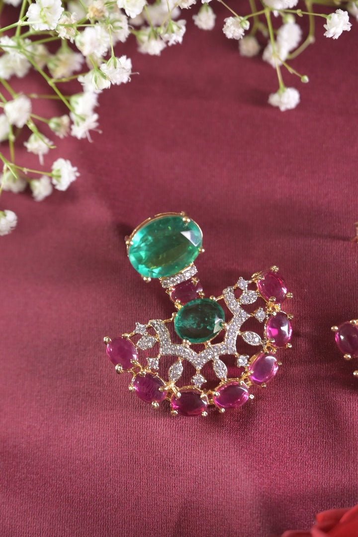 Nityarana Emerald Festive Chaandbali Earrings