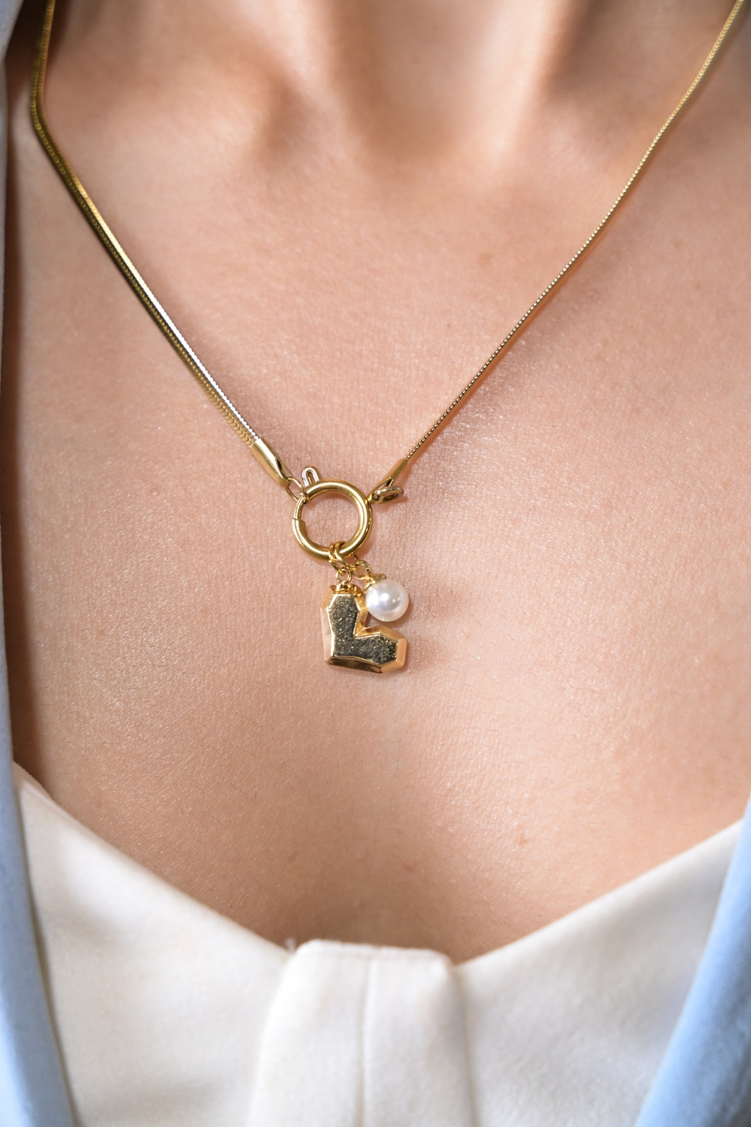 Heart drop Golden Link Chain Necklace