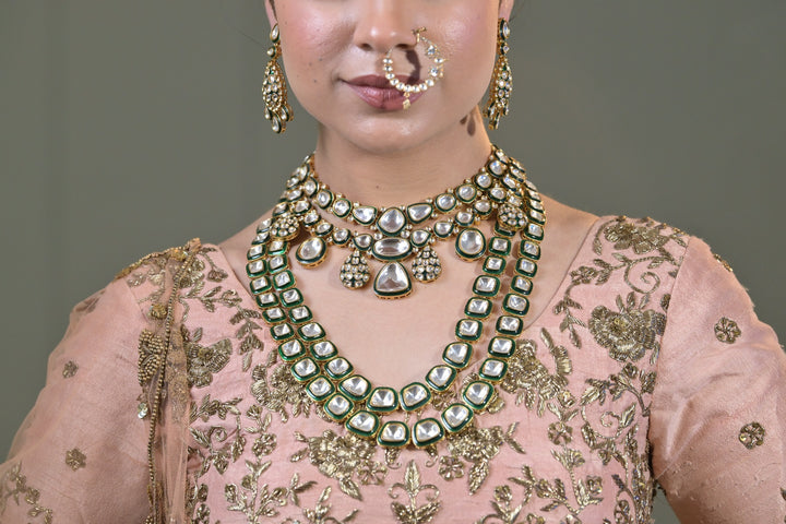 Royal Emerald Premium Layered Wedding Long Necklace