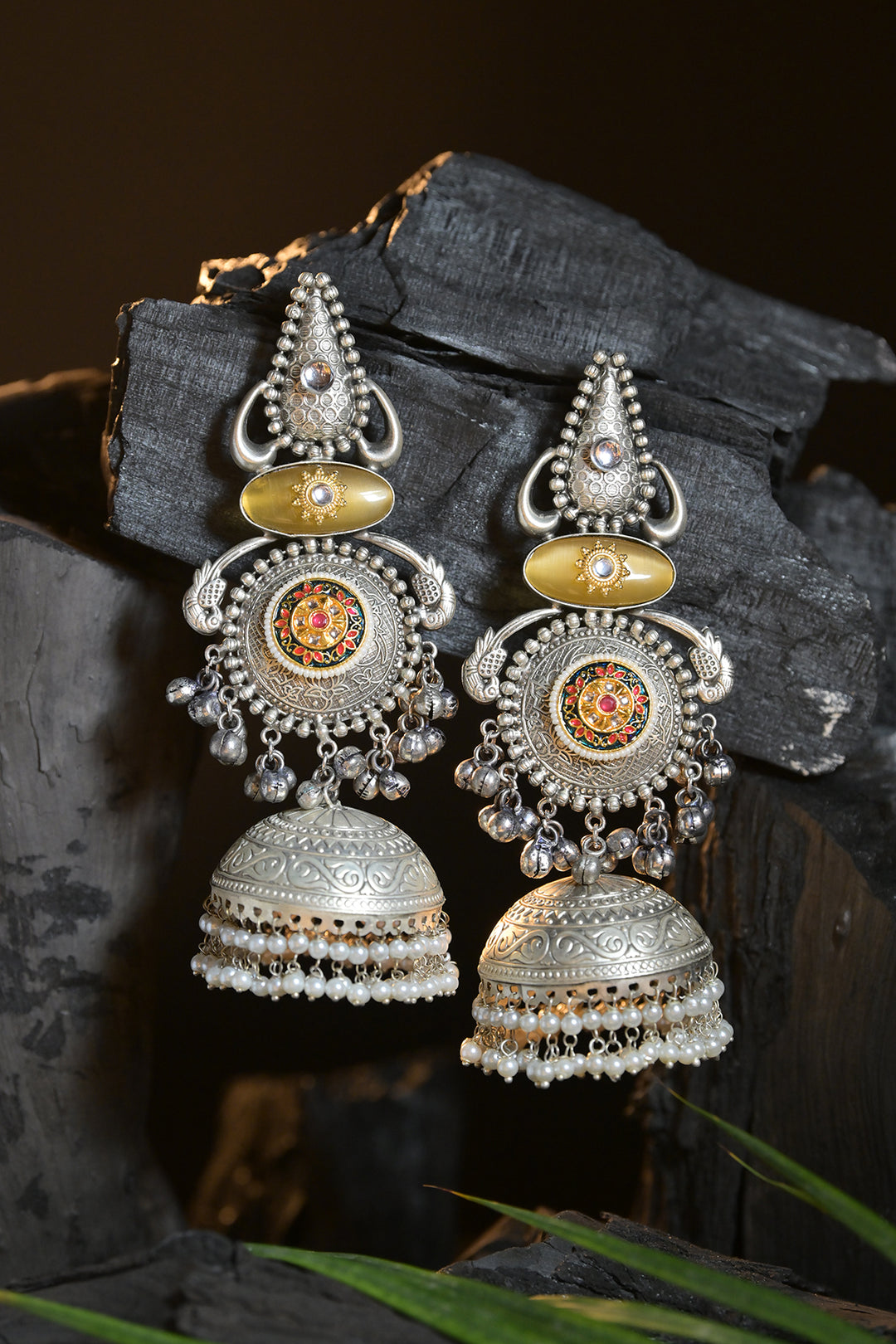 Vasudeva Silver Jhumka Earrings