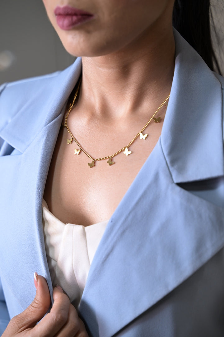Multi Golden Butterfly Charms Chain Necklace